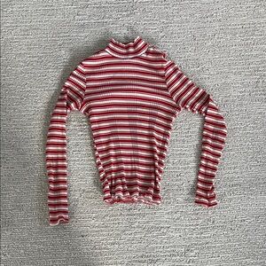 PINK Victoria's Secret Red and White Striped Long Sleeve Top